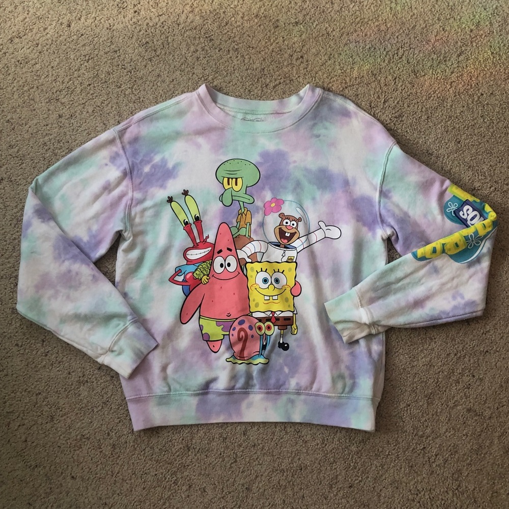 Tie dye spongebob crew neck